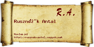 Rusznák Antal névjegykártya