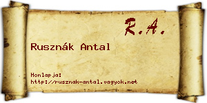 Rusznák Antal névjegykártya